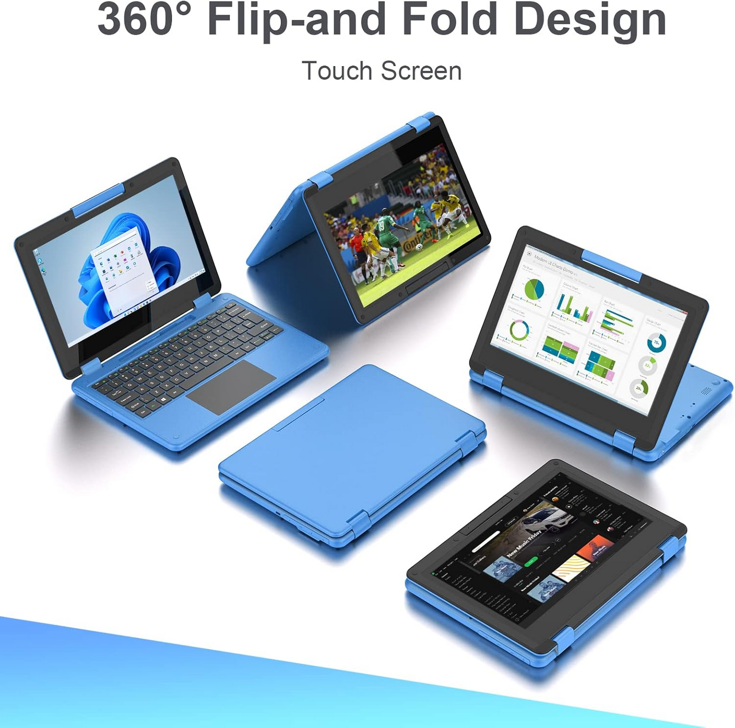 CQG1106Y 11.6 inch 2-IN-1 Laptop YOGA FHD 8GB RAM 256GB SSD integrated with Stylus Blue color