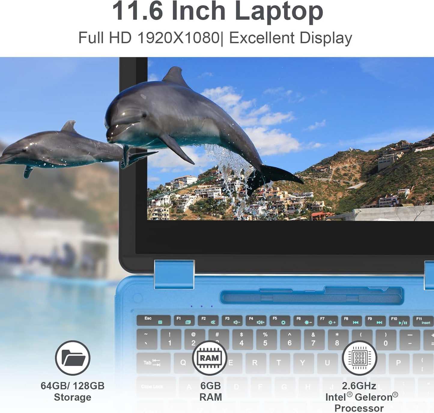 CQG1106Y 11.6 inch 2-IN-1 Laptop YOGA FHD 8GB RAM 256GB SSD integrated with Stylus Blue color