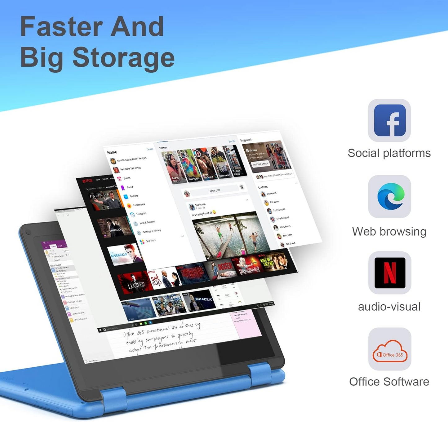 CQG1106Y 11.6 inch 2-IN-1 Laptop YOGA FHD 8GB RAM 256GB SSD integrated with Stylus Blue color