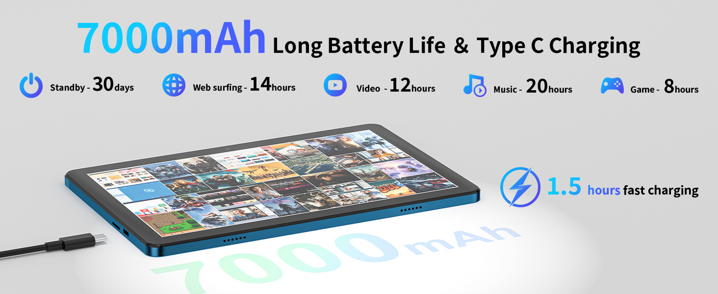 1081|10 inch Android 14 8GB+64GB Tablet PC 7000mAh Battery Face Recognition Metal Body with Keyboard, Mouse, Type C, dapter, Pen