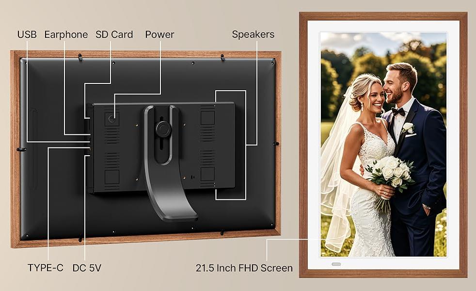 K201|21.5 inch Digital Photo Frame WIfi 5G Touch Large Digital Picture Frame Share Photos & Videos for home/office