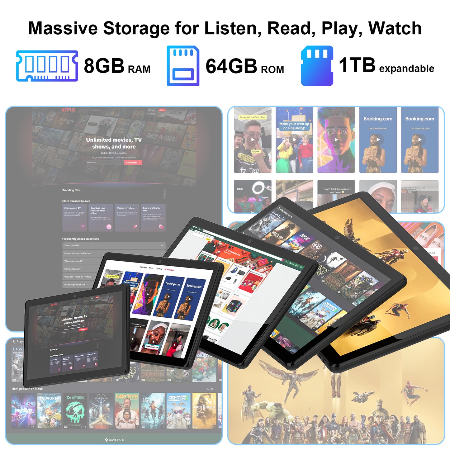 1076|3+64g Android 14 Tablet 10.1 Inch Hd 800 * 1280 Tablet Case With Camera Hole Tablet PC For Business