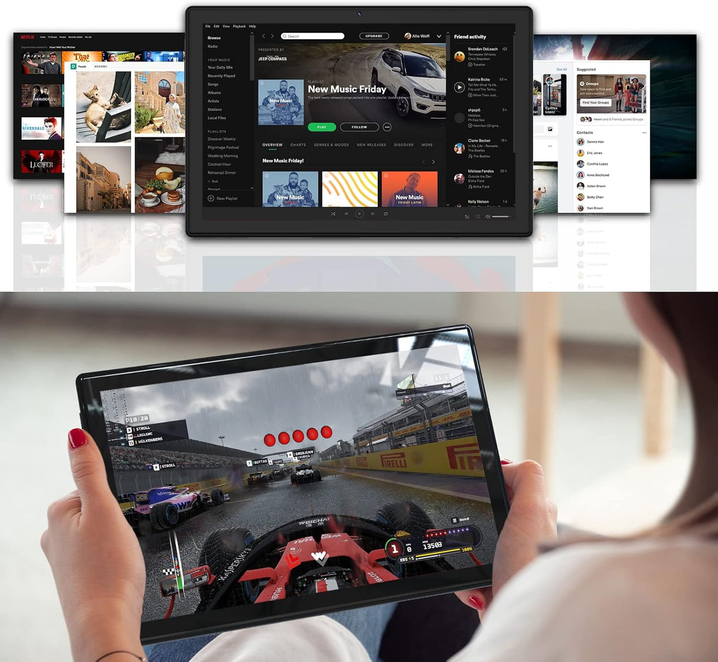 1093|Android Tablet, 10 inch Android 12 Tablets, 4GB RAM 64GB ROM, 2.0GHz Octa-Core, 1280x800 IPS Touchscreen, 13MP Camera, 2.4G&5G WiFi, BT, Dual Stereo Speakers, GPS Tablet PC GMS Certified