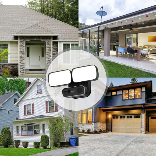 Floodlight Camera, Surveillance Security Camera 1080P WiFi with Two-Way Audio/IP65 Waterproof/PIR Motion-Detection/Phone Push and Siren Alarm/Night Vision (Black)