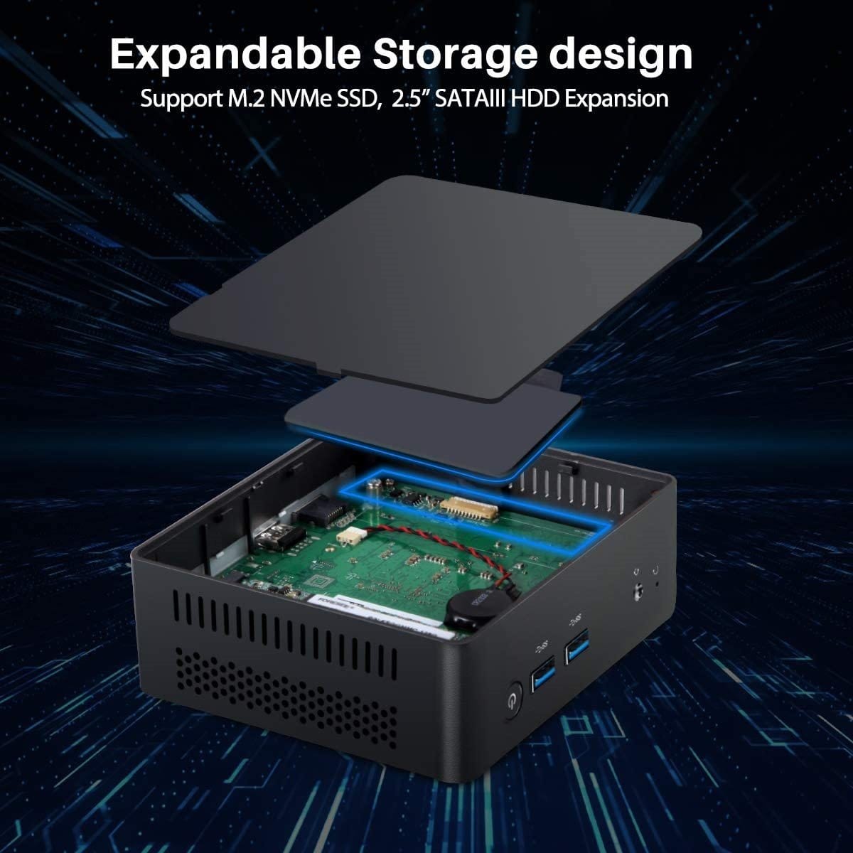 MB25 Mini PC Windows 10 Intel Celeron J4115 with 8GB DDR4/ NVMe M.2 128GB SSD with Triple Display 4K@60Hz