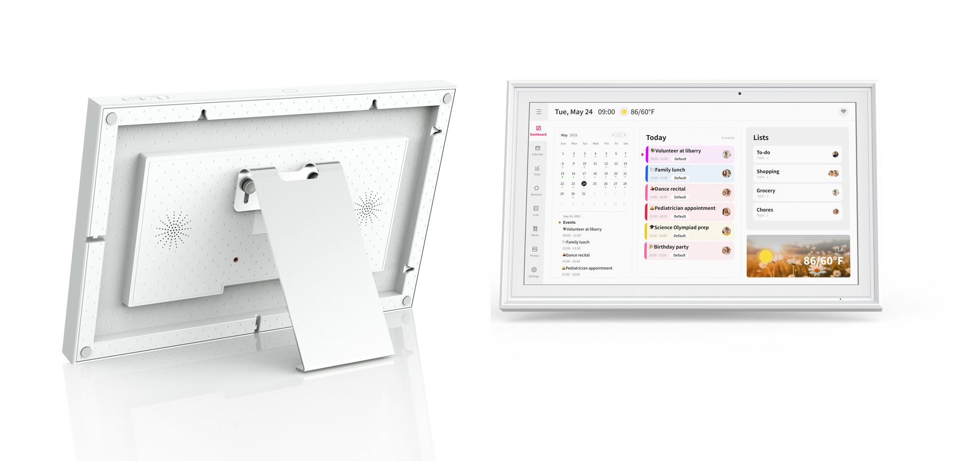 15.6 inch smart family calendar display with rear stand and calendar dashboard screen