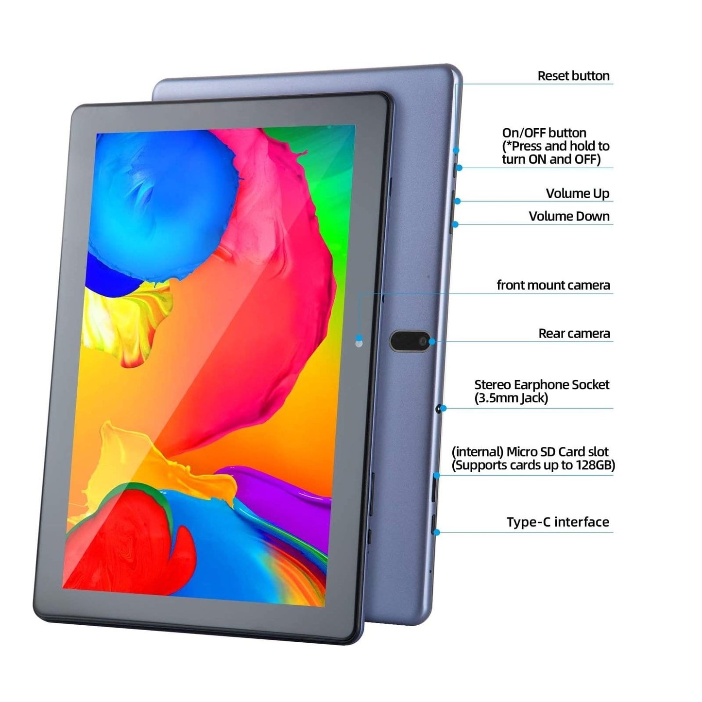 CQA1022 | 10.1 inch 4GB RAM 64GB Storage IPS HD 1280X800 Android 10 Tablet