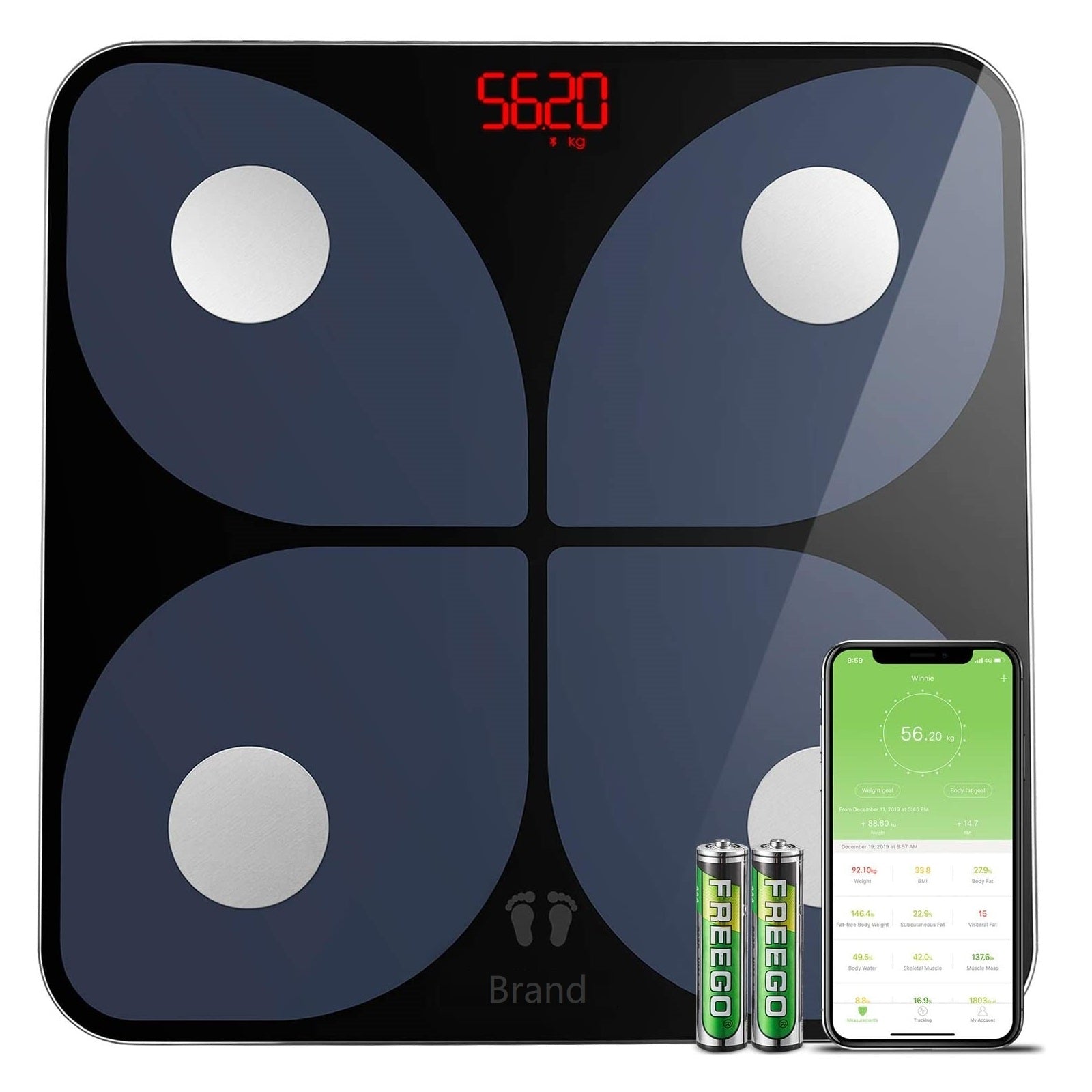 Wellue Smart Body Fat Scale - Black for sale online