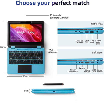 CQG1106Y 11.6 inch 2-IN-1 Laptop YOGA FHD 8GB RAM 256GB SSD integrated with Stylus Blue color